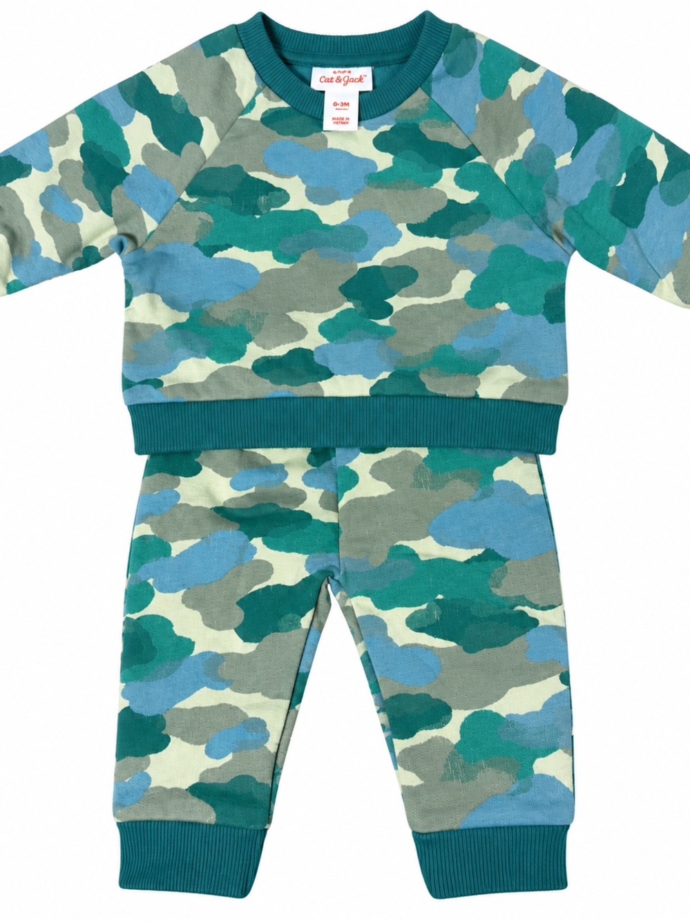 Cat & Jack Blue and Green Camo Pajama Set